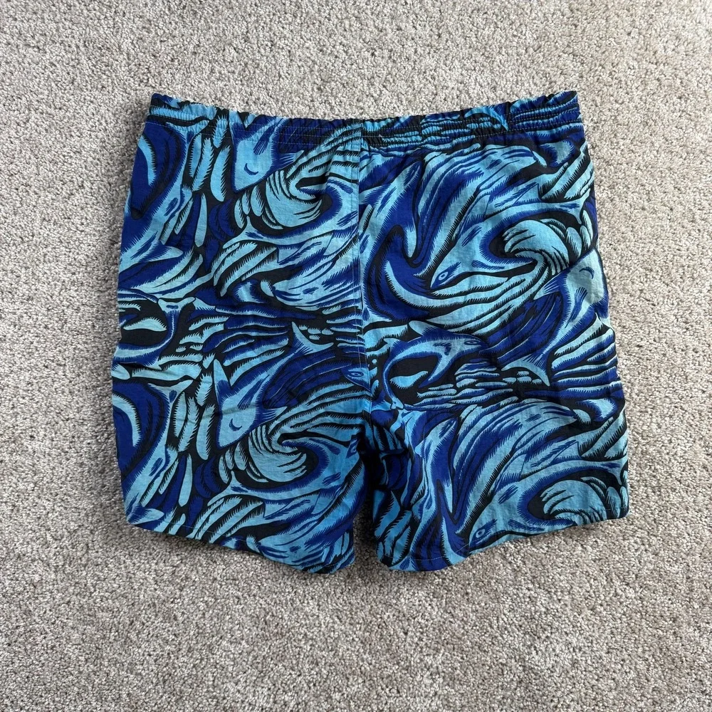 Vintage Lacoste Swim Shorts Mens Medium Blue Dolphin Print Lined Trunks Beach
